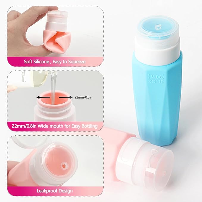 SNAIL GARDEN 13-Piece Travel Bottle Set, Leak Proof Silicone Traveling Containers for Toiletries, Travel Bottle Kit for Lotion Liquid Shampoo Cosmetic - Image 2