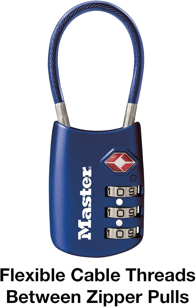 Master Lock Blue Set Your Own Combination TSA Approved Luggage Lock, Travel Zipper Padlock is Perfect for Suitcases, Bags, or Backpacks, 4688BLUEC - Image 8