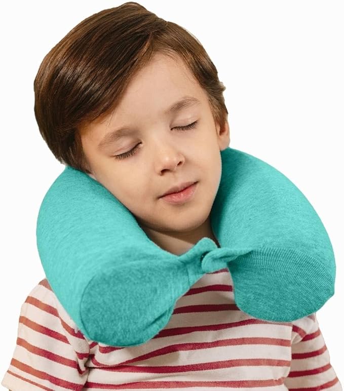 Dot&Dot Twist Memory Foam Kids Travel Pillow, Bendable Neck Pillow for Airplane, Car and Home, 23-Inch Adjustable Roll with Washable Cotton Cover, Green - Image 3