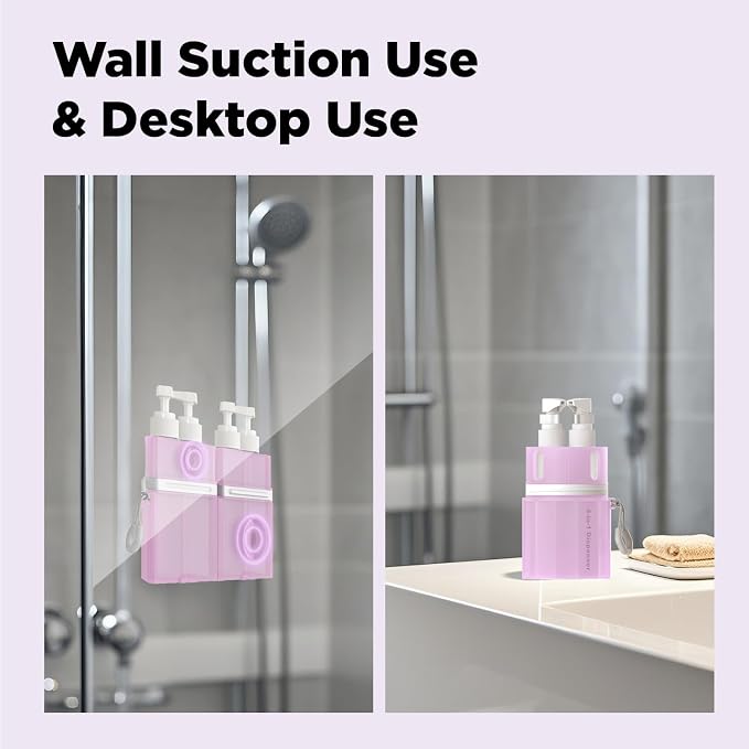 4 in 1 Travel Toiletry Containers,TSA Approved Refillable Travel Size Toiletries Bottles Set with Suction Cup for Smooth Walls - for Shampoo,Conditioner,Body Wash,Lotion.(Pink) - Image 3