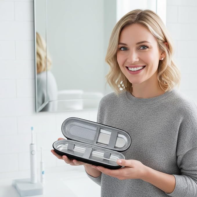 Aluminum Foil Lined Toothbrush Travel Case for Oral B/Oral-B Pro 1000 1500 5000 7000 & Philips Sonicare 4100 1100 5300 5100 6100/iO Electric Toothbrush, Hard Protective Storage Bag，only case (black) - Image 8