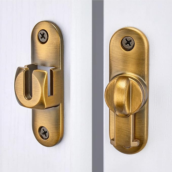 Brass 90/180 Degree Sliding Door Latches,Zinc Alloy Flip Latch | Barn Door Latch,Cabinet Lock,Right Angle Door Lock,for bedroom,cabinet,drawer,Gardens,Wine Cabinet,garage,window,Pet Cage - Image 6