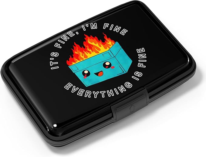 Card Holder Credit Cards Holder for Women RFID wallet women Business Card Holder Wallet Mini Aluminum Card Wallet RFID Blocking Slim Metal Hard Card for Women, Cartoon Dustbin by Atufsuat