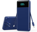 Portable Charger with Built-in AC Plug and Cables,13800mAh All in One USB C Fast Charging Power Bank,Travel Essentials Portable Phone Charger Battery Pack for iPhone 17/16/14,Galaxy,Android-Dark Blue by YHO
