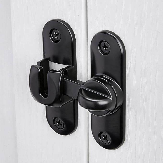 2 Pcs Black 90/180 Degree Sliding Door Latches,Zinc Alloy Flip Latch | Barn Door Latch,Cabinet Lock,Right Angle Door Lock,for bedroom,cabinet,drawer,Gardens,Wine Cabinet,garage,window,Pet Cage - Image 6