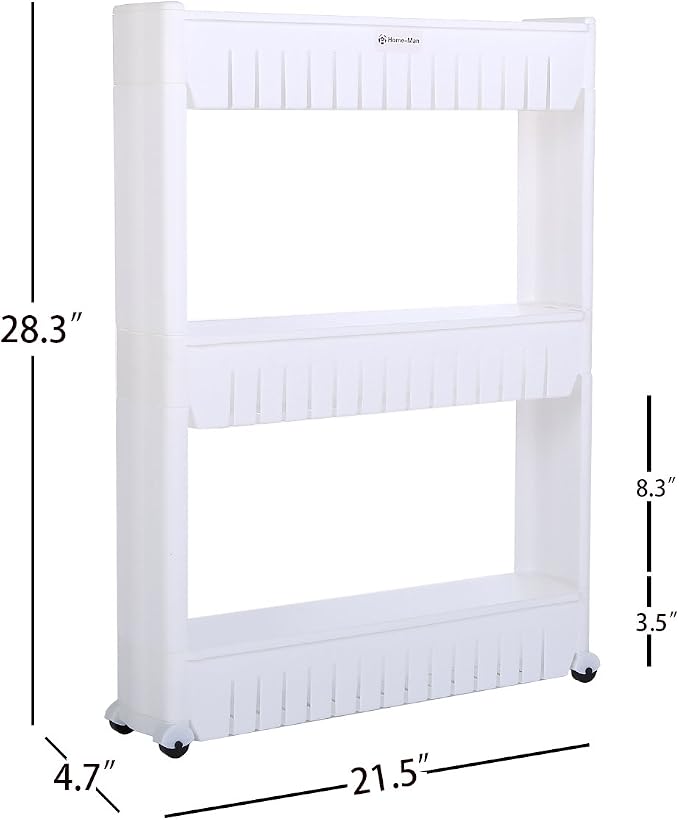 Laundry Room Organizer, Mobile Shelving Unit Organizer with 3 Large Storage Baskets, Gap Storage Slim Slide Out Pantry Storage Rack for Narrow Spaces - Image 3