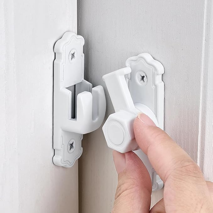 White Aluminum Alloy 90/180 Degree Gate Lock,Barn Door Latches | Flip Gate Latches,Right Angle Door Lock Latch,Sliding Door Latches,for bedroom,garage,window,pet enclosures,drawer,cabinet by INIRET
