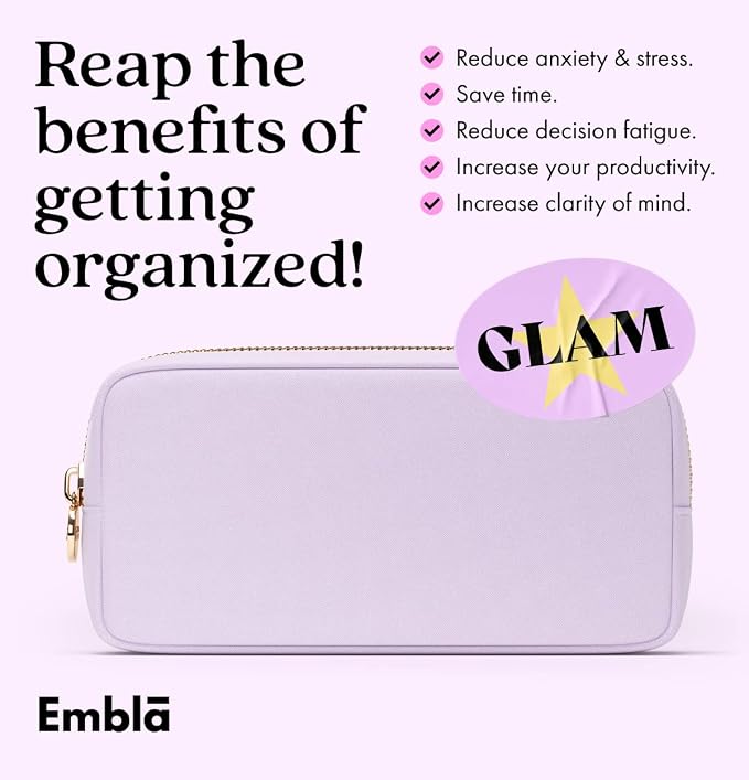 Embla Makeup Bag Travel Cosmetics Pouch and Toiletry Bag, Nylon Zipper Pouch Purse, Cute Make Up Organizer Storage Tote for Women Girls, Waterproof Travel Skincare Case, Small Makeup Bags, Lilac - Image 5