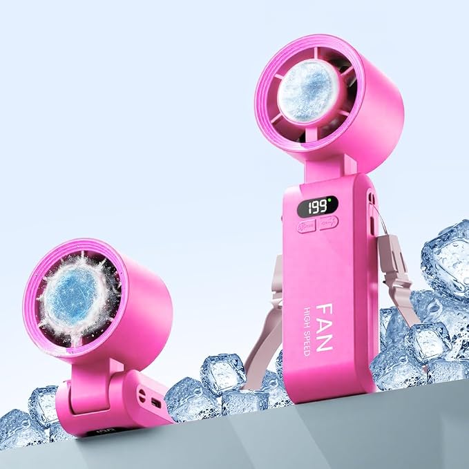 Handheld Portable Turbo Fan with Ice Cooler, Speed (1-199) 5500mAh Rechargeable Personal Fan,[20H Cooling Time] Mini Yet Powerful [20000 RPM] Small Pocket Fans for Travel/Outdoor/Home/Office, HotPink - Image 7