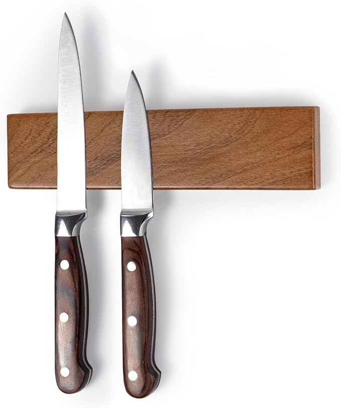 Yuoyar Wooden Magnetic Knife Holder - 8" Magnetic Knife Strips for Wall - knife storage kitchen accessories (8 inch) by YUOYAR