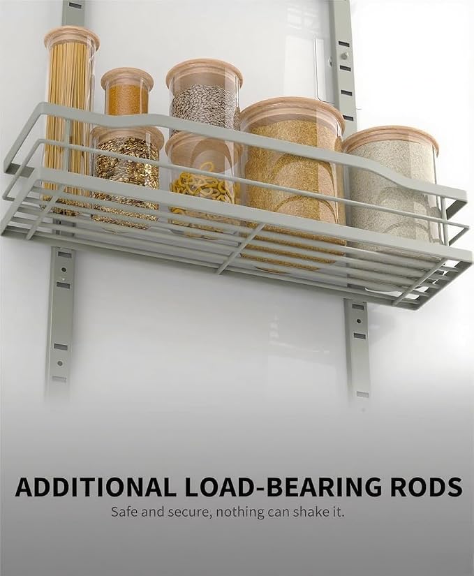 Moforoco Grey 9-Tier Over The Door Pantry Organizer, Pantry Organization and Storage, Black Hanging Basket Wall Spice Rack Seasoning Shelves - Image 6