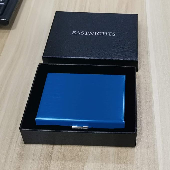 RFID Credit Card Holder Protector Metal Credit Card Wallet Business Card Holder for Men Women Gift Box Package (Blue) - Image 7
