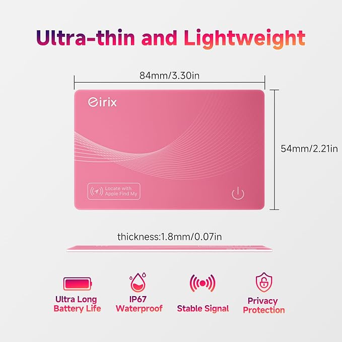 2026 [Apple MFi Certified] (iOS Only) Wallet Tracker Card, Rechargeable Thin Finder, Works with Apple Find My (iOS Only), Item Locator for Luggage Tags, Passports, Phone (Pink, 1) - Image 9