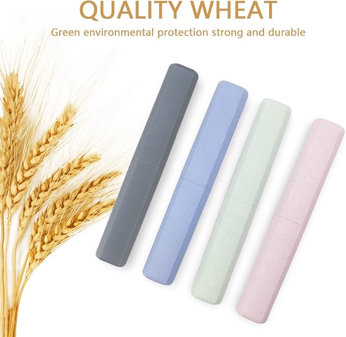 Mulbozy Travel Toothbrush Case, Portable Toothbrush Protector Cover, Breathable Wheat Straw Toothbrush Holder for Traveling, Camping, Business, Home, School, Gym, and More - 4 Packs - Image 2