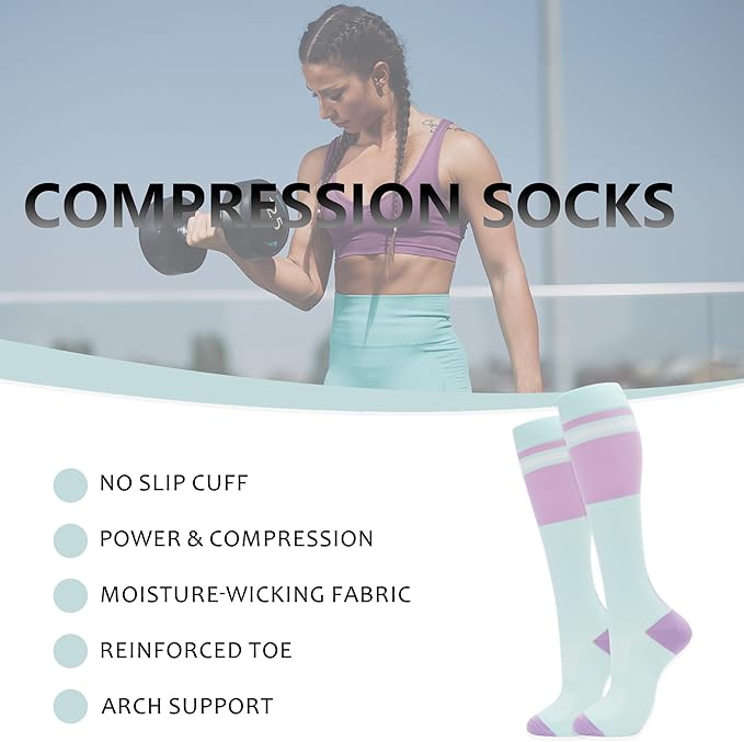 fenglaoda Compression Socks for Women Men Support Circulation 6 Pairs Socks For Nurse, Travel, Flight - Image 2