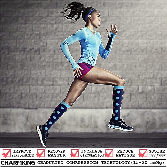 CHARMKING 6 Pairs-Compression Socks for Women & Men Circulation Best Support for Nurses, Running, Athletic,Flight Travel - Image 2