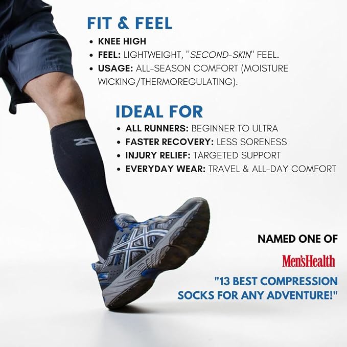 Zensah Tech+ Compression Socks - Knee High Running Socks for Sports, Travel, Made in Italy - Image 5