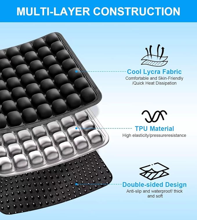 Sondur Travel Cushion, Inflatable Airplane Seat Cushion for Long Flights, 3D Air Cell Seat Cushions with Foot-operated Inflatable Accessories for Office Chair, Wheelchair, Cars, Home Living - Image 3