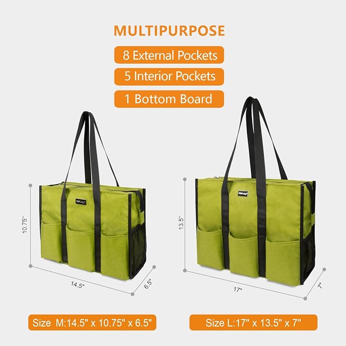 TOPDesign Utility Water Resistant Tote Bag with 13 Pockets, Top Zipper Closure & Thick Bottom Support, for Working Women - Image 2
