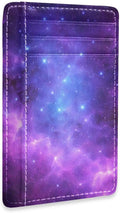 Front Pocket Minimalist Leather Slim Wallet Credit Card Holder Universe Galaxy Nebula Space for Men & Women by Unknown