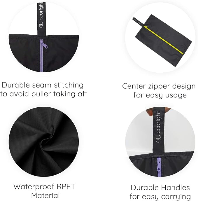 Ecoright Shoe Bags for Travel, Set of 2, 100% Recycled Water-Resistant Zipper Pouch Bags, Shoe Bags for Storage, Travel Essentials for Men & Women - Image 4