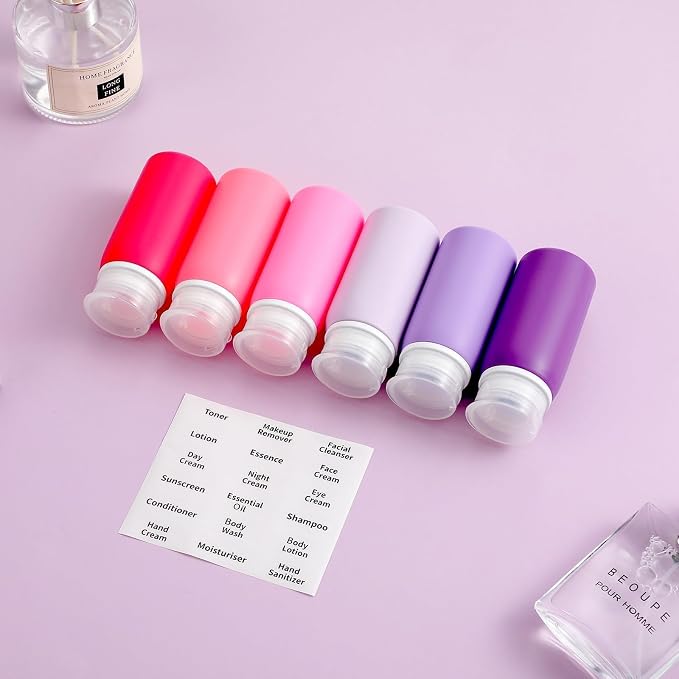 Muslish 6 Pack Travel Bottles for Toiletries - TSA Approved 3oz Leakproof Travel Size Containers, BPA Free Silicone Refillable Squeezable Bottles, Travel Essentials for Shampoo and Conditioner (Pink) - Image 7