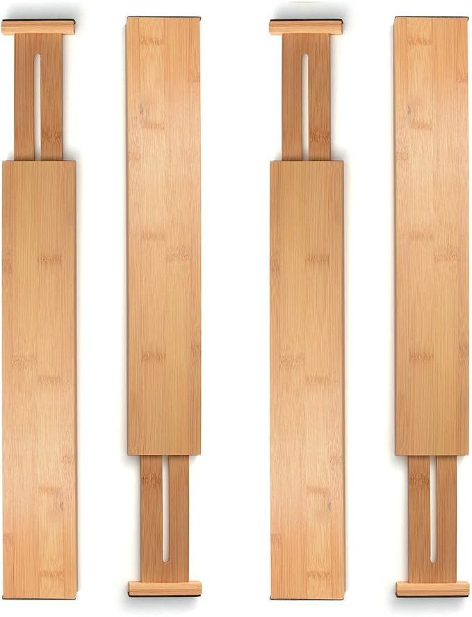 Bambüsi 4-Pack Drawer Divider - 2.6" High, 16" to 22" Adjustable Bamboo Drawer Organizers for Clothes, Expandable Dresser Separators in Bedroom/Bathroom/Kitchen/Office Organization and Storage - Image 9