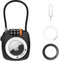 Airtag Keychain Holder with 3 Digit Combination Lock for Luggage, Suitcase, Backpack, Lockers, Travel Luggage Locks, Resettable Cable Lock with Zinc Alloy Body(Black) by AvancoDirect