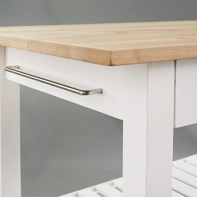 Casual Home Solid Wood Kitchen Island, Natural Maple Top, White Base (New) 40*20*36.5inch - Image 9