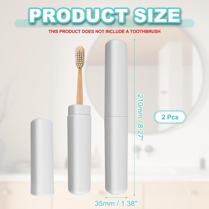 uxcell 2Pcs Travel Toothbrush Case, 8.27 x 1.38 Portable Travel Toothbrush Holder, Plastic Toothpaste Container for Bathroom, Gym, Business Trip, Camping, Gray - Image 2