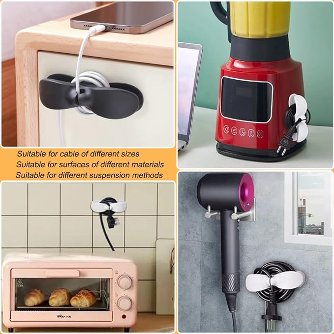 SisBroo Cord Organizer for Appliances, 4PCS Kitchen Appliance Cord Winder Cable Organizer, Cord Holder Cord Wrapper for Appliances Stick on Pressure Cooker, Mixer, Blender, Coffee Maker, Air Fryer - Image 7