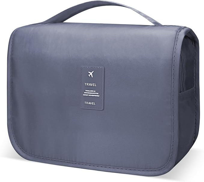 Lcsmaokin Large Capacity Toiletry Bag Travel Bag with Hanging Hook for Men and Women Waterproof Travel Cosmetic Bag Bathroom Storage Bag for Brushes Set,Mens Bathroom Bag Accessories-Grey by Lcsmaokin