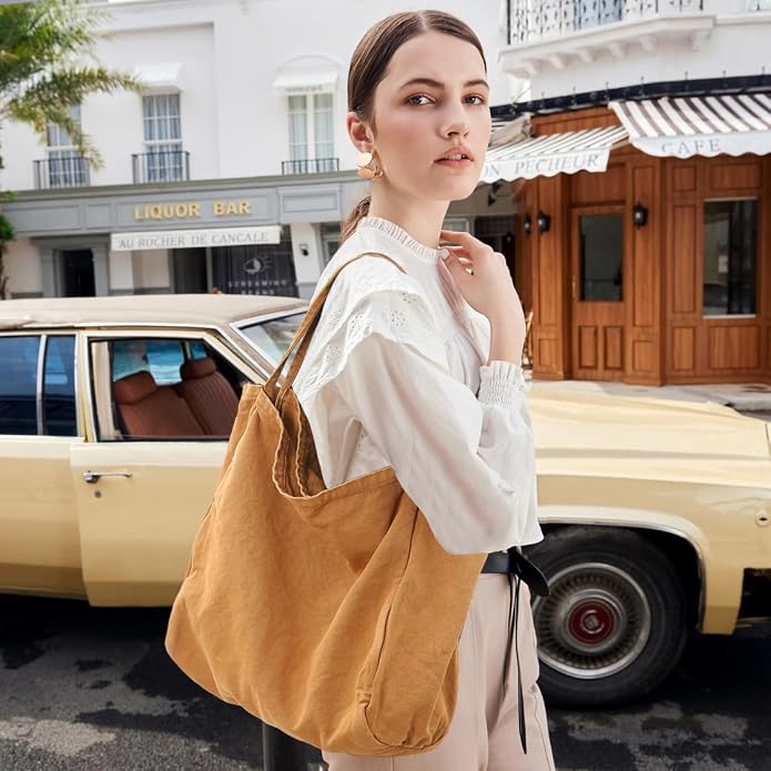 Canvas Tote Bag for Women Large Hobo Shoulder Bag for Work Travel Casual Message Bag Tote Purse handbags - Image 2