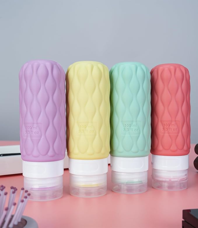 3.4oz Silicone Travel Bottles for Toiletries Refillable Liquid Accessories | for Shampoo and Conditioner, TSA Approved Leakproof Squeeze Bottles Travel-friendly with Labels/Clear Bag - Image 7