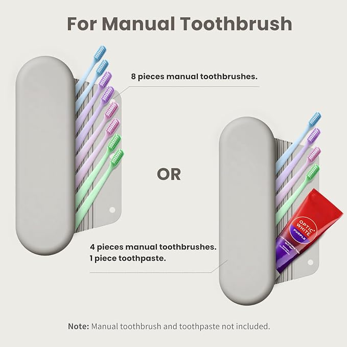 Silicone Electric Toothbrush Travel Case, Manual Toothbrush Travel Cover for Men and Women,Toothbrush Holder for Travel,Gym and More, Fits Most Manual and Electric Toothbrushes - Stone - Image 3