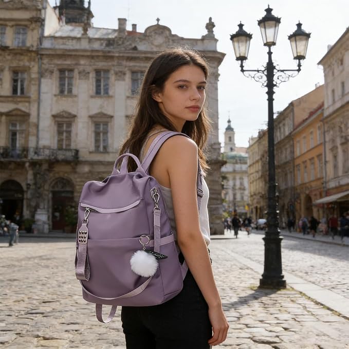 Fashion Anti-Theft Backpack Women,Waterproof Ladies Backpack Girls Casual Daypack Work Travel Rucksack Shoulder Bag(Purple) - Image 2