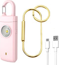 Personal Safety Alarm,Rechargeable with Keychain and LED Strobe Light, Pink | USB C/Micro USB/L Easy Use and Portable, Compatible with iPhone 17/16/15/14/13/12/11/X/XR/XS/8/Android/Tablet (3.28FT) by Gartmost