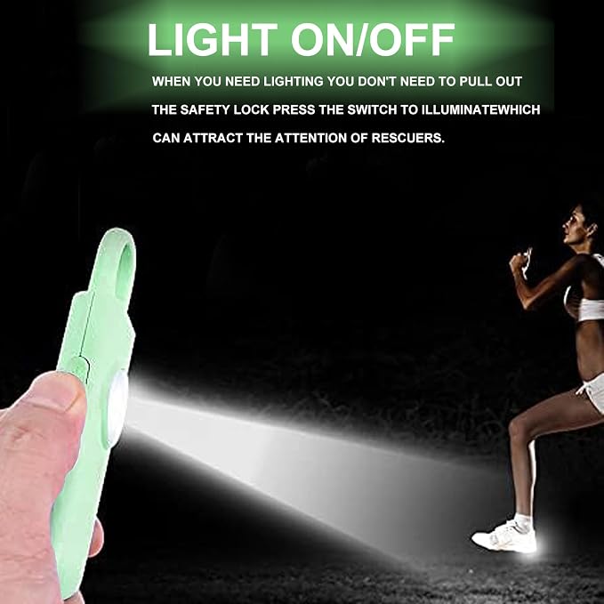 Thopeb Personal Safety Alarm for Women – Upgraded Rechargeable | Strobe with Separate Switch, 135dB Siren, Long-Lasting Protection, Stylish Keychain (Pale Green) - Image 5