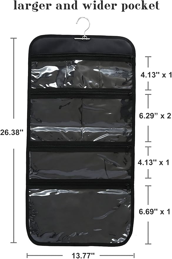 Foldable Clear Hanging Travel Toiletry Bag Cosmetic Organiser Storage - Image 2
