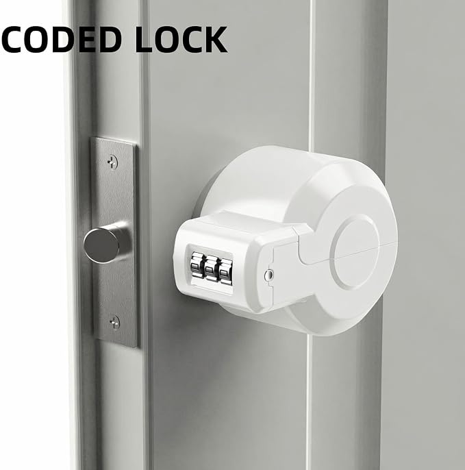 PUGED Door Knob Lockout Device Cover to Disable Doorknob/Faucet/Water Valve Hose Lock Door Handle Temporary Lock for Bedroom Door from Outside Door Handle Without Drilling (2, White) - Image 3