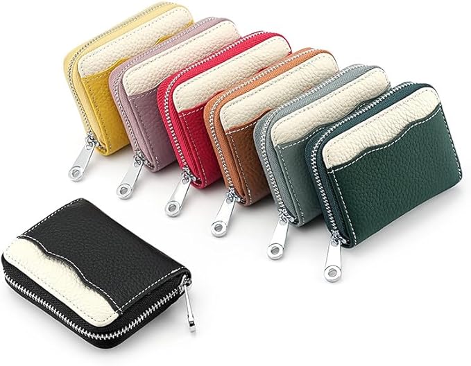 Linno RFID 20 Slots Credit Card Holder Genuine Leather Small Wallet for Women or Men with Zipper - Image 7