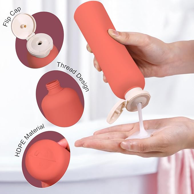 Travel Shampoo Bottle, Empty Plastic Squeeze Bottles 8.8oz with Flip Cap, Lotion Container for Toiletries Travel Size Shampoo and Conditioner - Image 6