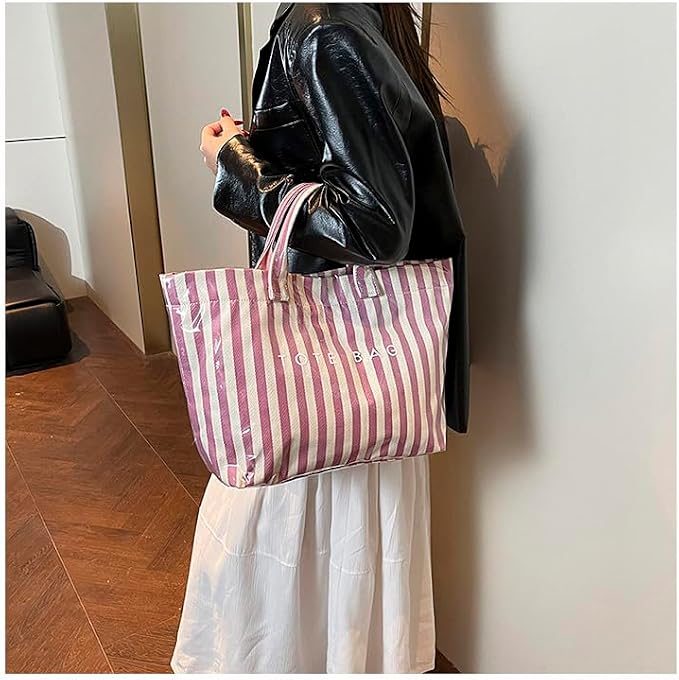 Lushandy PVC Tote Bag for Women Jelly Beach Bag Top Handle Hobo Handbag | Water-Resistant, Wipe Clean, Lightweight - Image 4