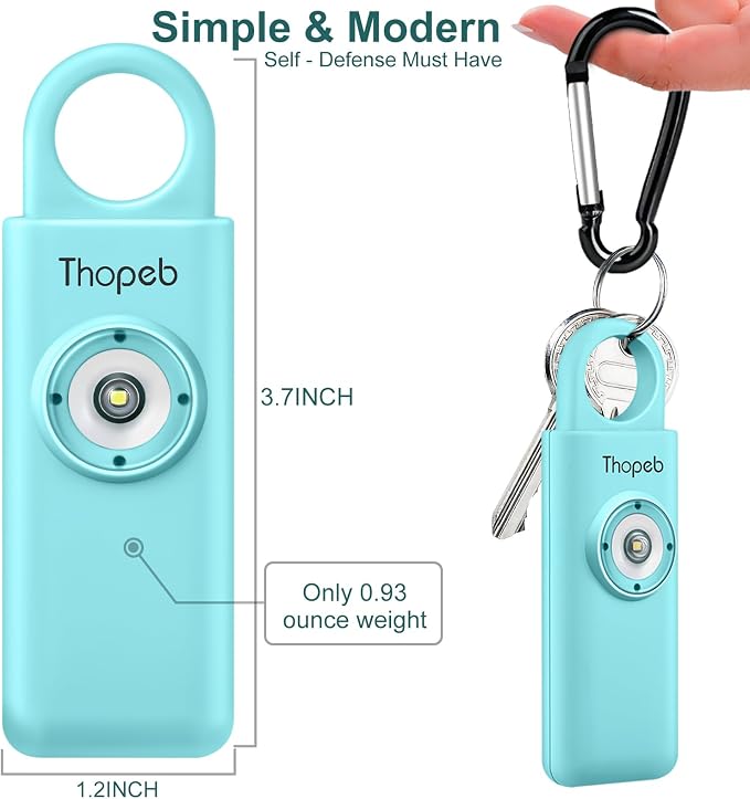 Personal Safety Alarm for Women – Superior Loud Siren & SOS Strobe | Premium Compact & Well-crafted Self Defense Keychain Alarm, College Dorm Essential, Variety of Colors (Aqua) - Image 3