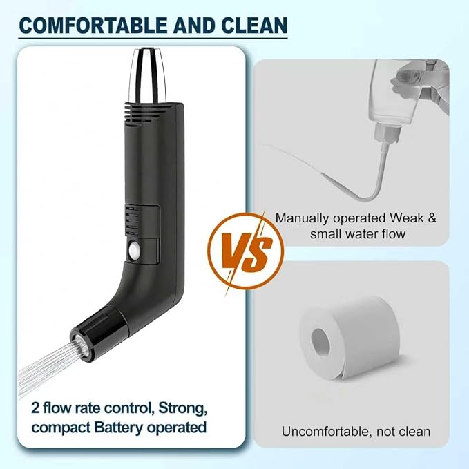 COSWE Portable Travel Bidet Electric Rechargeable Handheld Personal Bidet Sprayer for Hygiene Cleaning for Toilet with 2.3 liters Water container (Black), LIUW_JP2201 - Image 9