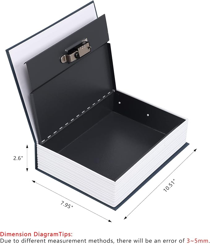 KYODOLED 10.5 Inch Diversion Book Safe with Combination Lock, Secret Safe Metal Lock Box,Money Storage Collection Box,10.5" x 7.8" x 2.6" Navy Blue Extra Large - Image 3