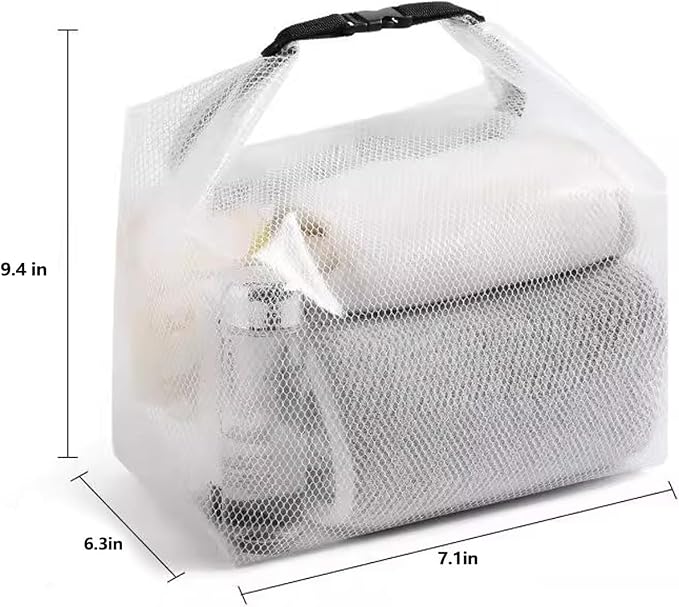 Cosmetic storage bag with dry and wet separation, wash bag, hand-held bag, portable storage bag, simple style,suitable for travel, fitness, swimming, outdoor rafting (White, 7.1in*6.3in*9.4in) - Image 2