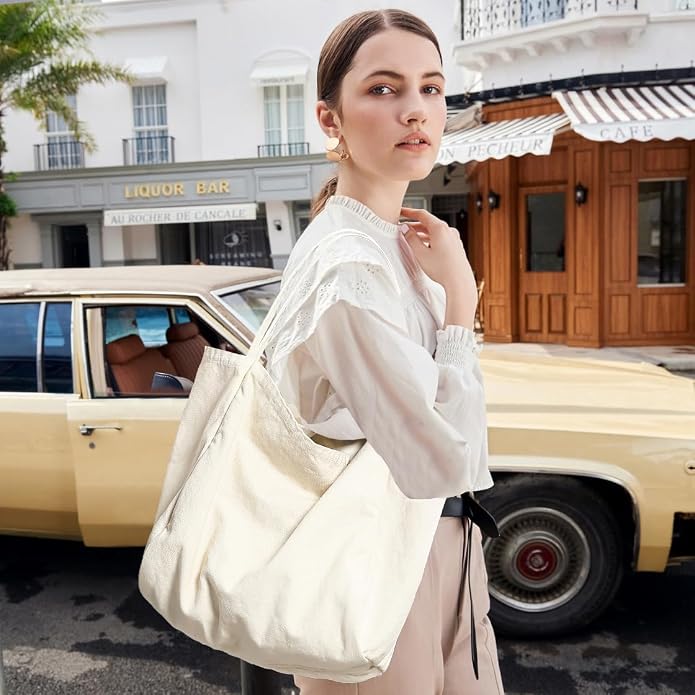 Canvas Tote Bag for Women Large Hobo Shoulder Bag for Work Travel Casual Message Bag Tote Purse handbags - Image 2