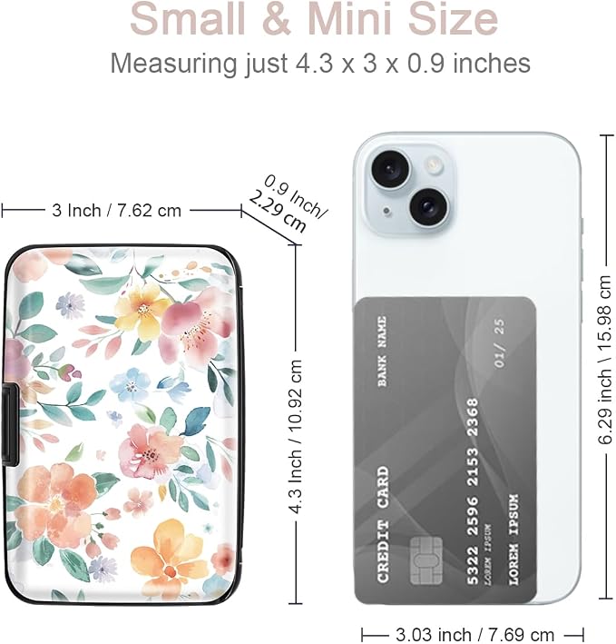 Coco Rossi Credit Card Holder RFID Aluminum Small Mini Wallet Women | Metal Wallet, Business Cards Holder, ID Case, Slim Sleeves, Womens Girls Gift, Carry Wallets for Travel, Watercoler Floral - Image 5