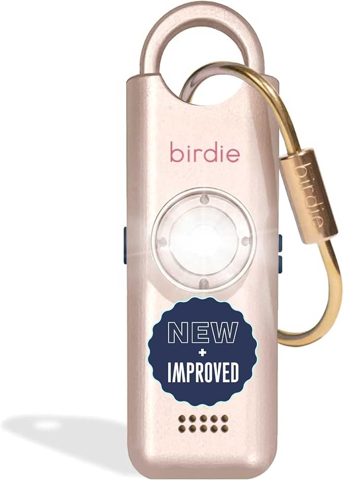 She’s Birdie 3.0 New Version – The Original Personal Safety Alarm for Women by Women–Loud Siren, Flash Light and Rechargeable Battery in a Variety of Colors (Metallic Rose Pink) by ShesBirdie